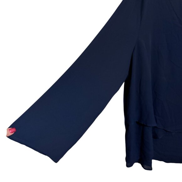 ❤️EMERY ROSE NAVY V-NECK BLOUSE PLUS SIZE: 3X - Picture 3 of 7